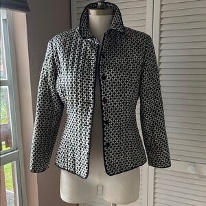 Vintage SilkLand Black and White Geometric Button-Front Jacket size Small